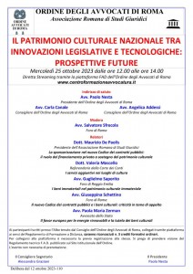 Convegno "Il patrimonio culturale nazionale tra innovazioni legislative e tecnologiche: prospettive future"